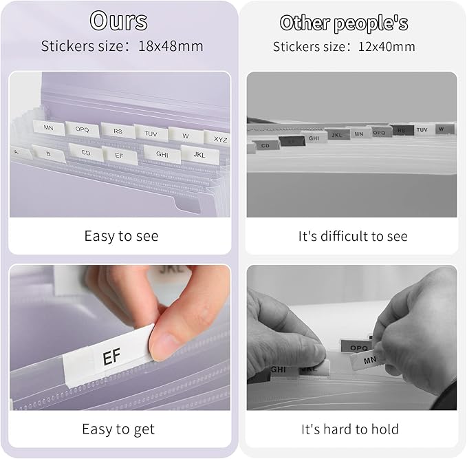 Accordion File Organizer, 13 Pocket Expanding File Folder Organizer for Letter Size/A4 Documents, Expandable Portable Monthly Bill/Receipt Organizer for Home/Office/School (Makaron Purple)