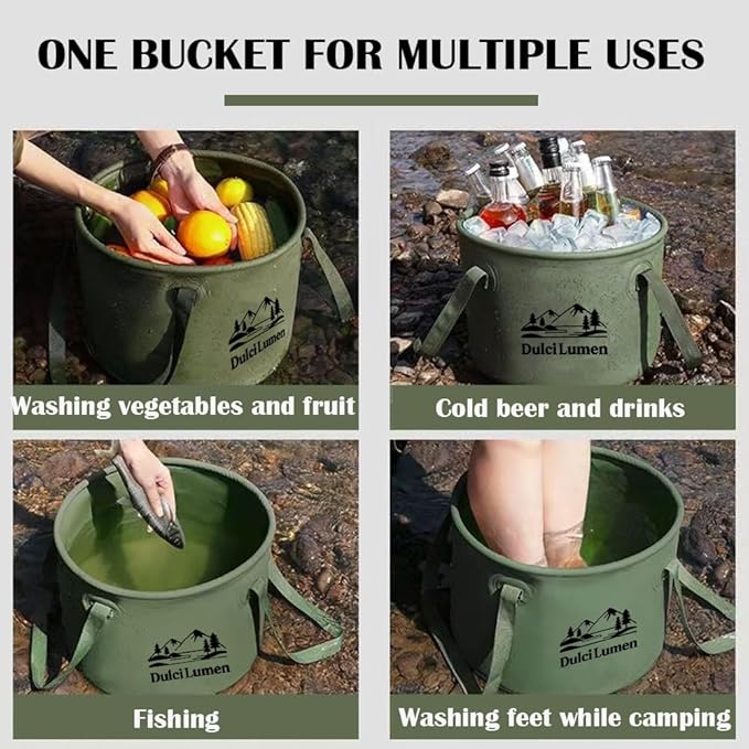 Multifunctional Collapsible Water Bucket: Portable Water Container for Camping - Wash Basin with Handles & Reinforced Sides for Outdoor Travel Fishing Hiking Car Washing - 2.6 Gallon (10L)