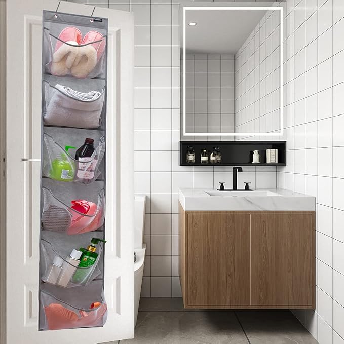 Extra Large Pockets Shoe Organizer for Closet Over The Narrow Door Hanging Shoe Holder Storage with 6 Mesh Pockets (6 Large Pockets)-NeatNest