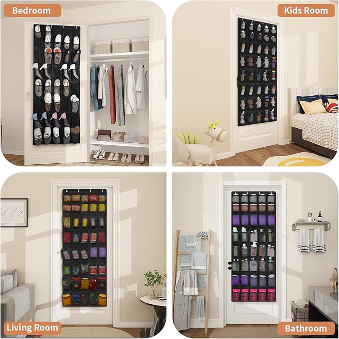 FENTEC 40 Large Pockets Over The Door Shoe Organizer, Mesh Hanging Shoe Organizer Shoe Rack for Closet Mesh Closet Shoe Holder, Over Door Organizer, Shoe Organizer for Wall, Black, 1 Pack-NeatNest
