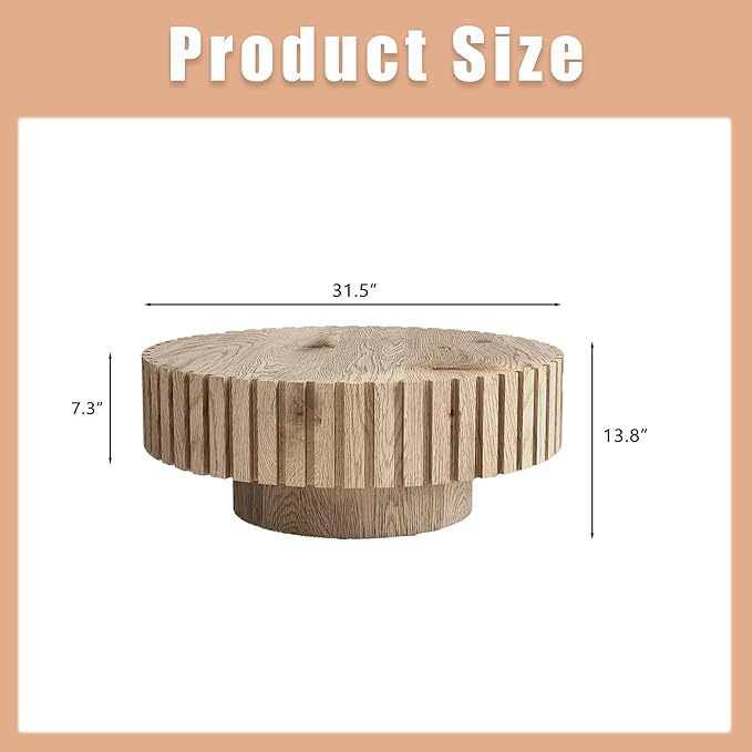 31.4" Round Modern Coffee Table, Wood Coffee Tables for Living Room, Minimalist Tea Table Circular Wooden Coffee Tables for Small Space Office Apartment Wood
