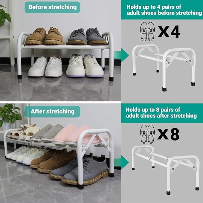 1-Tier Free Standing Shoe Racks, White Shoe Organizer for Closet, Entryway, Garage & Corridor, Sturdy Shoe Rack, Small Closet Shoe Rack-NeatNest