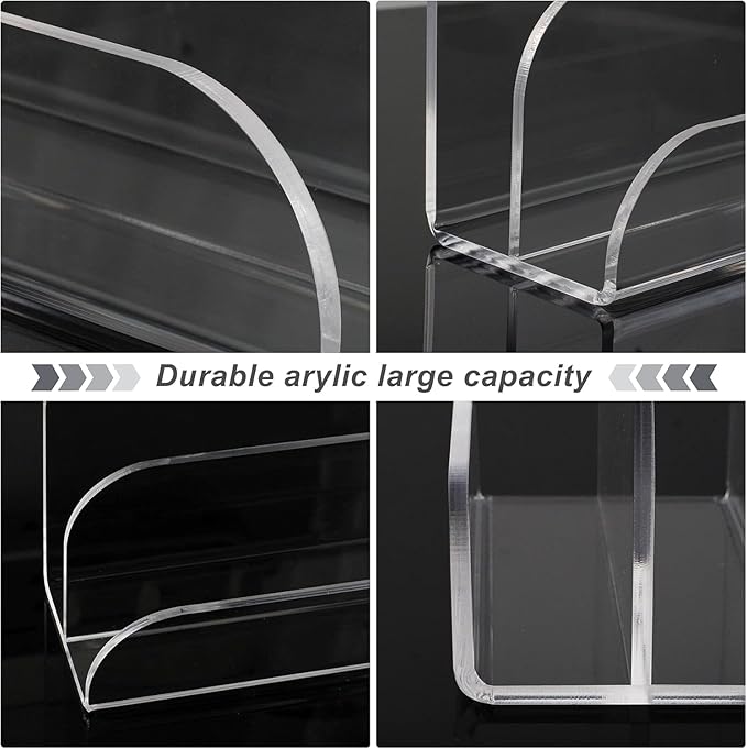 Acrylic Mail Organizer 2 Sections, File Organizer for Desk Clear Desk Organizer File Sorter File Folder Holder Mail Organizer Letter Holder for Envelopes, Mail(2 Packs)