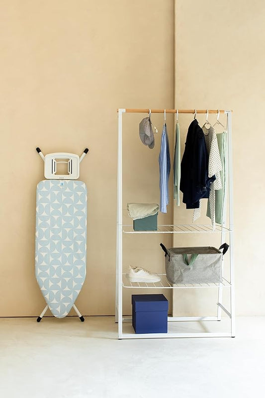 Brabantia Size C Ironing Board (49x18 in) 7 Height Options, Solid Steam Iron Rest Holder (Fresh Breeze) Non-Slip Feet, Anti-Collapse Child Locks-NeatNest