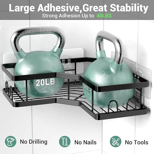 Corner Shower Caddy Bathroom Organizer Adhesive Shower Rack Bathtub Shelves - 3Pack No Drilling Shower Shelf - Rustproof Bath Tub Organizer-NeatNest