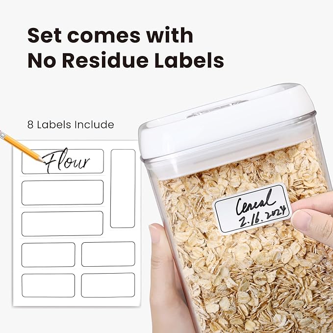 Felli Flip Tite Food Storage Container 5" LARGE Size Airtight Lid Lock Top, Stackable Kitchen Canister for Space Saving, Pantry Fridge Cupboard Organizer, Spice Seasoning Pet Treats Snack (1.1 qt)-NeatNest