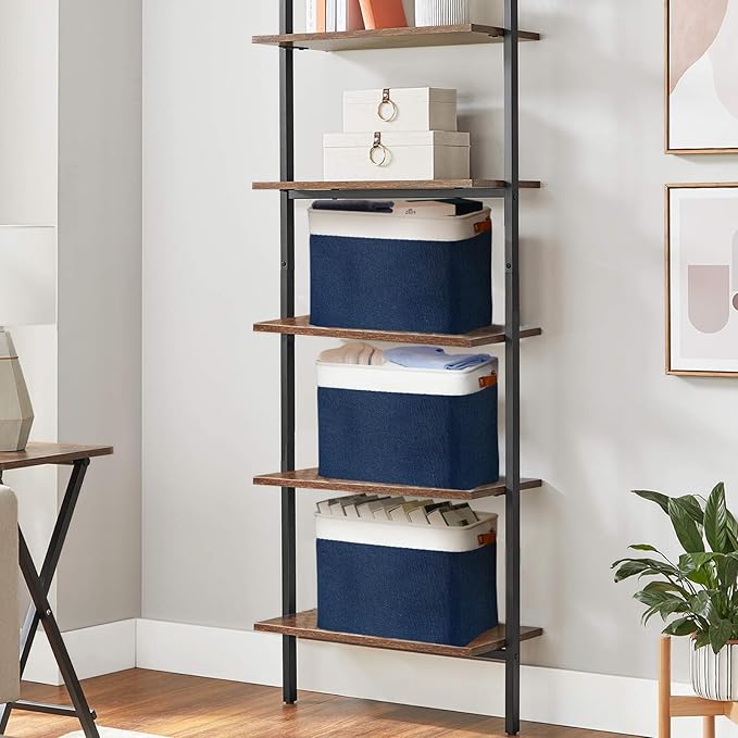 DULLEMELO Large Storage Baskets, Fabric Storage Bins for Organizing Foldable Linen Shelf Baskets for Clothes, Toys, Closet, Laundry (White&Blue,16"x12"x12"-1 Pack)-NeatNest