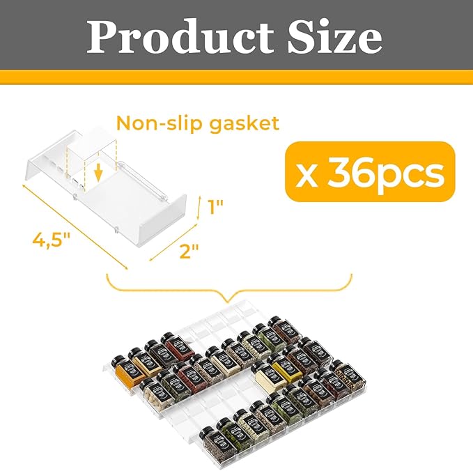 Famhap Spice Drawer Organizer, 36PCS Interlocking Expandable Seasoning Rack Tray Insert for Kitchen Drawers, Spice Rack Drawer for Spice Jars-NeatNest