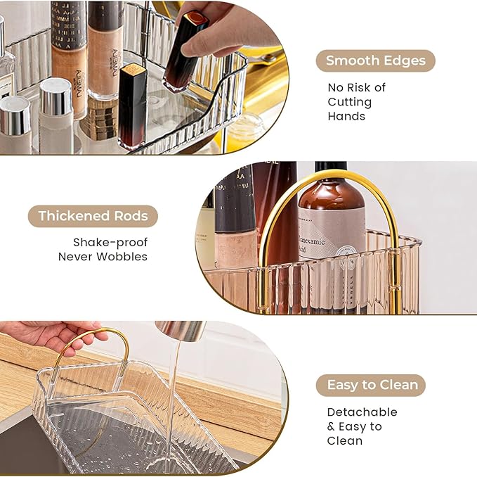 Aveniee Bathroom Counter Organizer, 3 Tier Perfume Skin Care Countertop Storage Shelf, Vanity Makeup Tray for Cosmetic Skincare Lotion,Grey-NeatNest