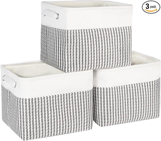 Kntiwiwo Foldable Storage Bin Collapsible Basket 12" x 10" x 9.5" Cube Storage Organizer Bins with Dual Carry Handles for Home Closet Shelves Drawers Organizer, Set of 3, Houndstooth