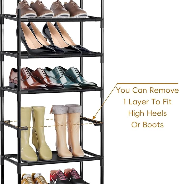 Shoe Rack 10 Tier Tall Shoe Storage Organizer,20-25 Pairs Shoe Storage Metal Shoe Shelf, Stackable Shoe Stand Organizer for Narrow Space Closet Entryway Hallway-NeatNest