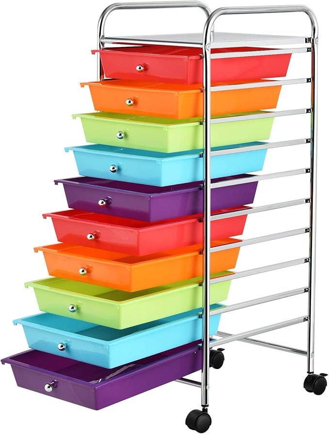 Giantex 10 Drawer Rolling Storage Cart Scrapbook Paper Office School Organizer