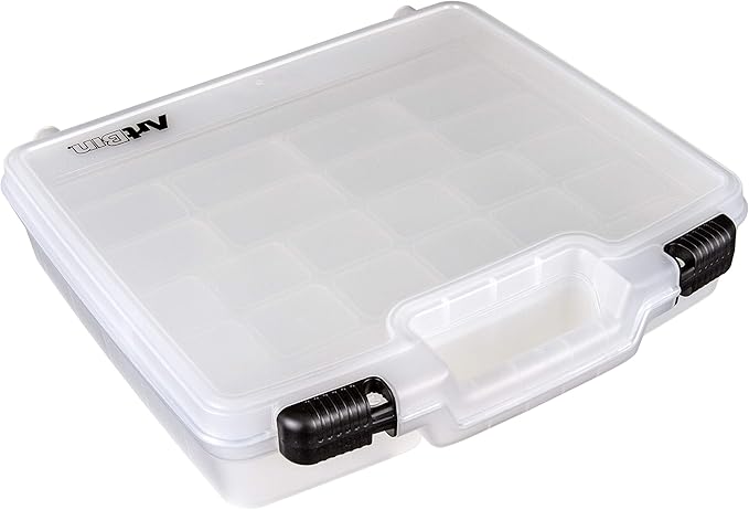 ArtBin 6961AB Quick View Deep Base Carrying Case with Removable Dividers, Portable Art & Craft Storage Box, 15", Clear