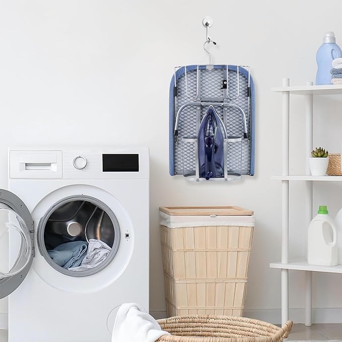 BiJun Small Ironing Board, Foldable Table Top Ompact Portable Mini Ironing Board w/Iron Rest, Set for Dorm Rooms, RVs, Travel Apartments Blue-NeatNest