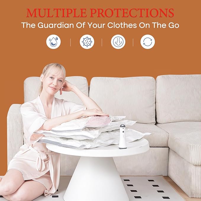 Vacuum Seal Bags for Clothing, 16 Pack Vacuum Storage Bags with Wireless Charging Air Pump(4J+4L+4M+4S), Space Saver Bags for Clothes Blanket Duvets Pillows Comforters Travel-NeatNest