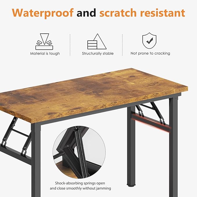 DlandHome Folding Desk - 31.5 Inch Small Computer Desk for Home Office - Folding Table Writing Table for Small Spaces - No Assembly Required - Retro-NeatNest