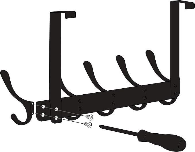 WEBI Over The Door Hook 5 Coat Hooks,Over The Door Towel Rack,Door Hanger Over Door Coat Rack for Hanging Towels,Clothes,Bathroom,Chrome