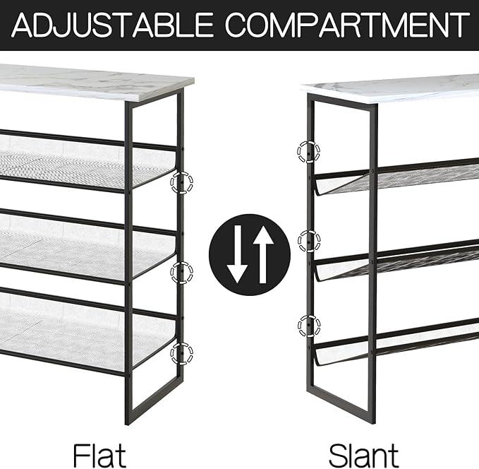 Garden 4 you 4 Tiers White Marble Shoe Rack,Freestanding Organizer Multi-Purpose Adjustable Flat and Slant Storage Rack Shoe Shelf, High Heels Potted Plant for Entryway Hallway Living Room Closet-NeatNest