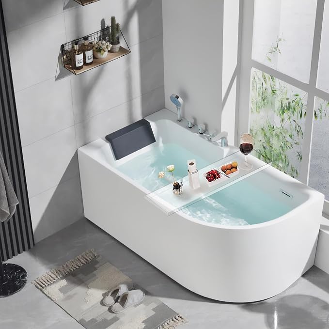 Acrylic Bathtub Tray, 32.28in Clear Bath Caddy, Bathroom Caddy Tray for Bathtub, Acrylic Bathtub Tub for Holds Soap, Towels, Paper Towels, Candles, Body wash, Shampoo, Plants