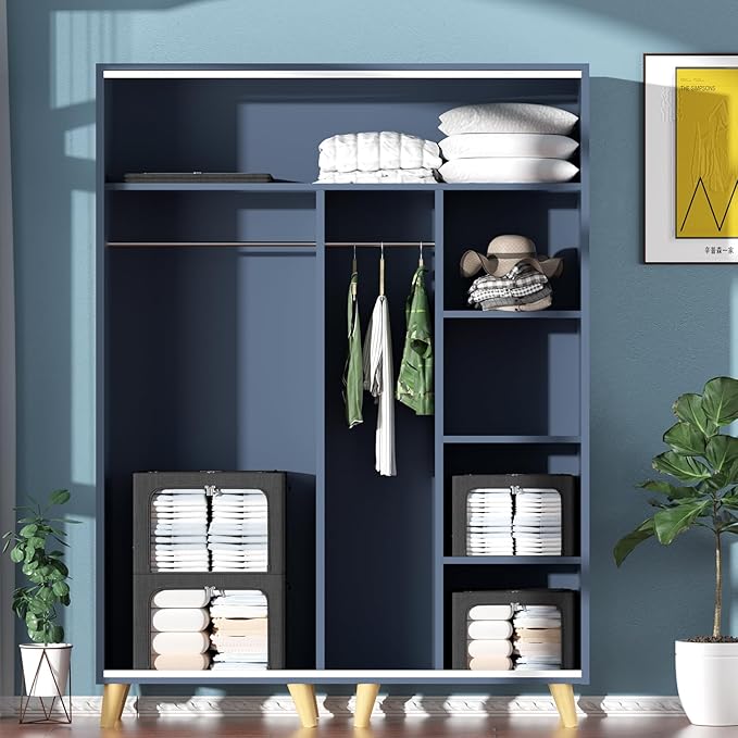 Clothes Storage Bins Box - Linen Fabric Foldable Stackable Container Organizer Set with Clear Window & Carry Handles & Metal Frame (Black, Medium-36L)-NeatNest