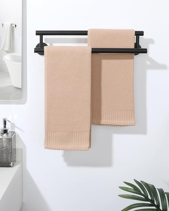 Alise Double Bath Towel Bars Towel Racks for Bathroom Lavatory,Wall Mount Towel Holder SUS304 Stainless Steel Towel Hanger Rail 16 Inch,GYT6902-400-B Matte Black