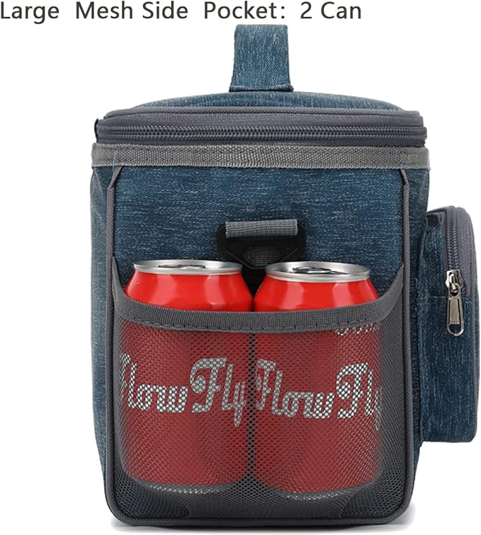 FlowFly Insulated Reusable Lunch Bag Adult Large Lunch Box for Women and Men with Adjustable Shoulder Strap,Front Zipper Pocket and Dual Large Mesh Side Pockets,Royal-NeatNest