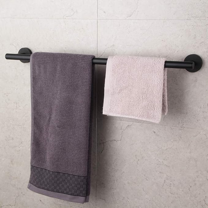 GERZWY Bathroom Towel Bar 24" Stainless Steel Towel Bar Matte Black Contemporary Style Wall Mount for Bath Kitchen AG1101C60-BK