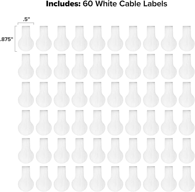 Cable Labels by Wrap-It Storage, Mini, White (60 Pack) Cord Labels, Wire Labels, Cable Tags and Wire Tags for Cable Management and Organizer for Electronics, Computers and More-NeatNest