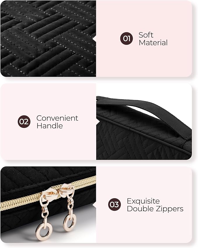 BAGSMART Jewelry Organizer Bag Travel Jewelry Storage Cases for Necklace, Earrings, Rings, Bracelet, Black-NeatNest