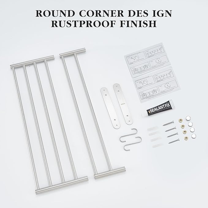 Bathroom Towel Rack with 24-Inch Multilayer Hotel Racks 304 Stainless Steel Towel Bar Shelf Wall-Mounted Brushed Finish Bar with Towel Shelves,2-Tier Bar Mounted