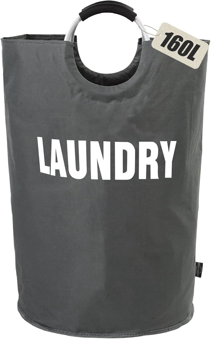 DOKEHOM 160L XX-Large Laundry Basket (7 Colors), Collapsible Laundry Bag, Foldable Laundry Hamper, Folding Washing Bin (Dark Grey, XXL)-NeatNest