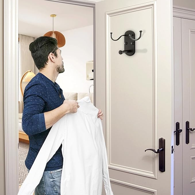 Clothes Hanger Storage, Clothes Hanger Storage Organizer, Damage Free Hanging Wall Hangers for Hanging in Living Spaces, Black-NeatNest