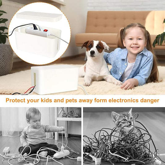 Cable Management Cord Cover Wire Hider Box Concealer Organizer Protector System for Home Theater Entertainment Center Office School (Mini,White)-NeatNest