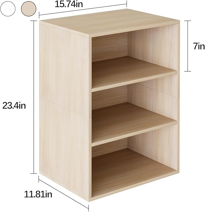 Garden 4 You Cube Storage Organizer Shelf, 3-Tier Stackable Wooden Display Bookcase for Living Room, Bedroom-NeatNest