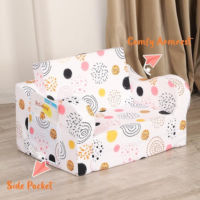 Firework Kids Sofa, 2-in-1 Kids Couch Fold Out, Convertible Sofa to Bed for Girls and Boys-NeatNest