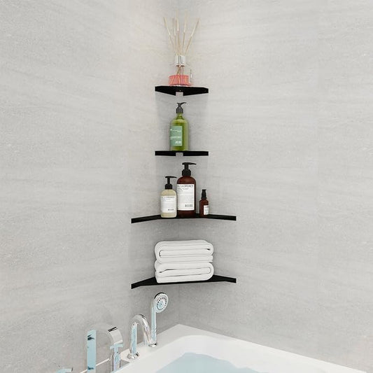 Corner Shelf, 3.0mm Aluminum Alloy Corner Shelf Wall Mounted, for Bathrooms,Offices, Bedrooms,Kitchens,Dorm Rooms and Living Rooms(6 in Black)-NeatNest