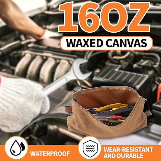 Canvas Zipper Pouch, 3 Pack Small Tool Pouch Organizer, Heavy Duty 16OZ Waxed Canvas Mini Zipper Bag Pouch, 5.7/6.7/12.3 Inch Tool Multipurpose Water Resistant Storage Pouches-NeatNest