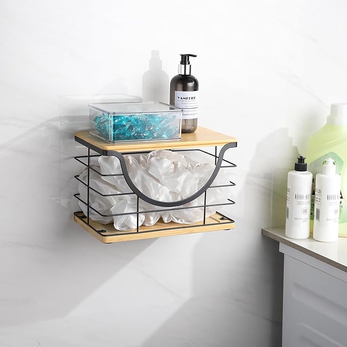 Extra Large Trash Bag Holder Under Sink Organizer Stackable Pantry Organizers and Storage with Lid, Wall Mounted Garbage Bag Dispenser Roll Holder for Kitchen Laundry Room Organization-NeatNest