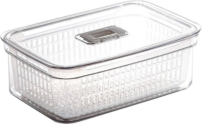 BINO | Produce Saver - 15.2 Cup/3.6L | Fridge Storage Containers for Fruits and Vegetables | Vegetable Storage with Adjustable Air Vent, Removable Basket | BPA-Free Fridge Organizers and Storage-NeatNest
