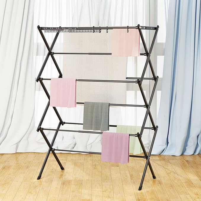 Clothes Drying Rack Household Indoor, Foldable Drying Rack Clothing for Laundry - 40" x 28.8" x 14.2", Space Saving Indoor&Outdoor, Black-1pack