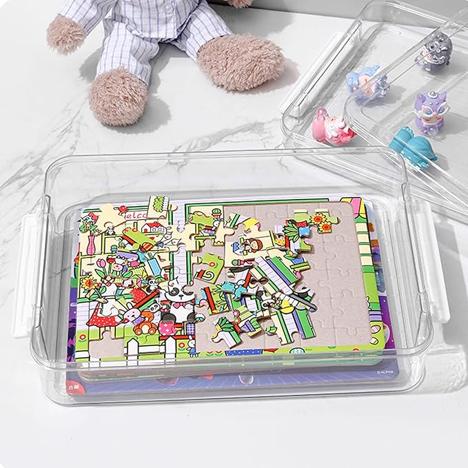 A4 Scrapbook Paper Storage, Photo Storage Box, Plastic File Box (4Pack, Large, White)