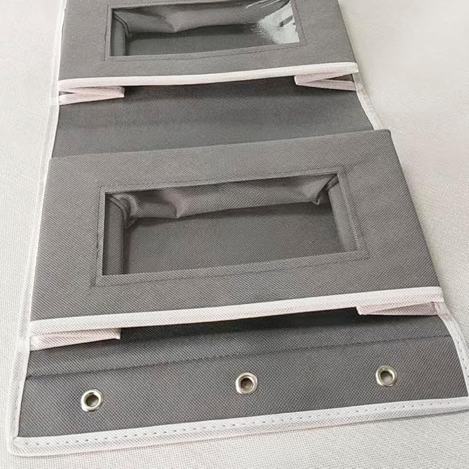 Joyful Moose Over the Door Organizer with 5 Clear Window Pockets – Hanging Behind the Door Storage Rack for Closet, Bathroom, Bedroom, Pantry – Space-Saving Door Organizer Hanging System – Gray-NeatNest