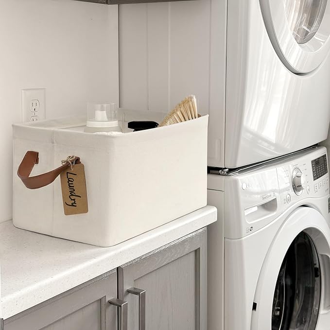 CHICVITA Storage Baskets for Shelves, Closet Organizers and Storage, Modern, Beige, 2-Pack, 16 ¾" L x 11" W x 9 ¾" H