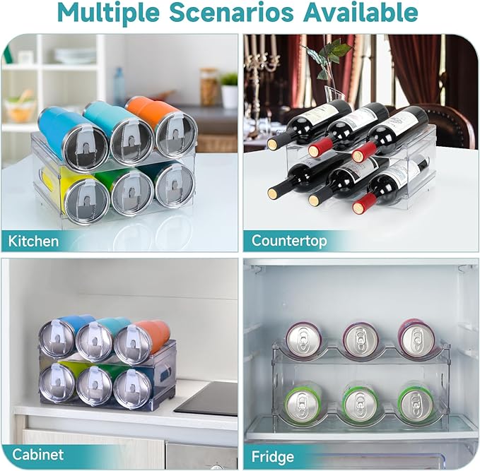 Damomo Water Bottle Organizer for Stanley 40 oz, 2 Pack Stackable Water Bottle Organizer, Clear Holder for Tumbler Travel Mug Cup, Kitchen Pantry Refrigerator Organization and Storage-NeatNest