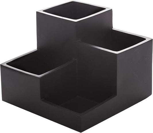 BINO | Multi Purpose 4 Compartment Organizer - Make up Organizer for Vanity - Makeup Holders for Bathroom - Toiletry Countertop - Toothbrush and Bathroom Accessories Holder - Matte Black-NeatNest