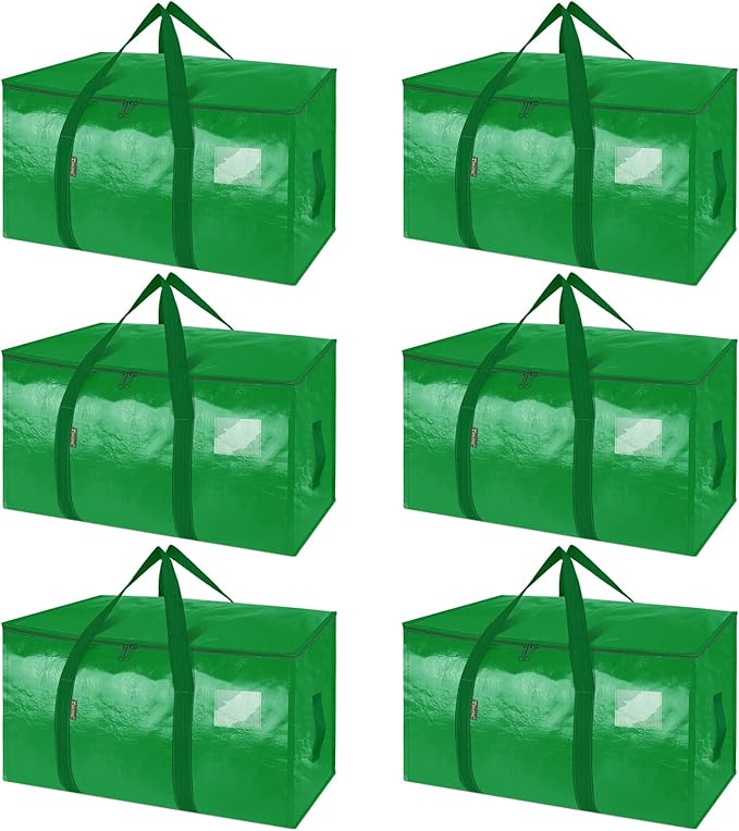 BALEINE 6-Pack Oversized Moving Bags with Reinforced Handles, Heavy-Duty Storage Tote for Clothes, Moving Supplies (Light Green, 6-Pack)-NeatNest