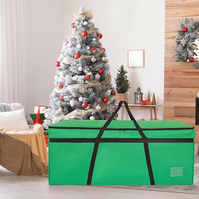 7.5 ft Christmas Tree Storage Bag, Heavy Duty Christmas Tree Bag with Reinforced Handles and Dual Zippers Wide Opening, Large Capacity fits for Artificial Christmas Tree (Green, 7.5 ft)-NeatNest