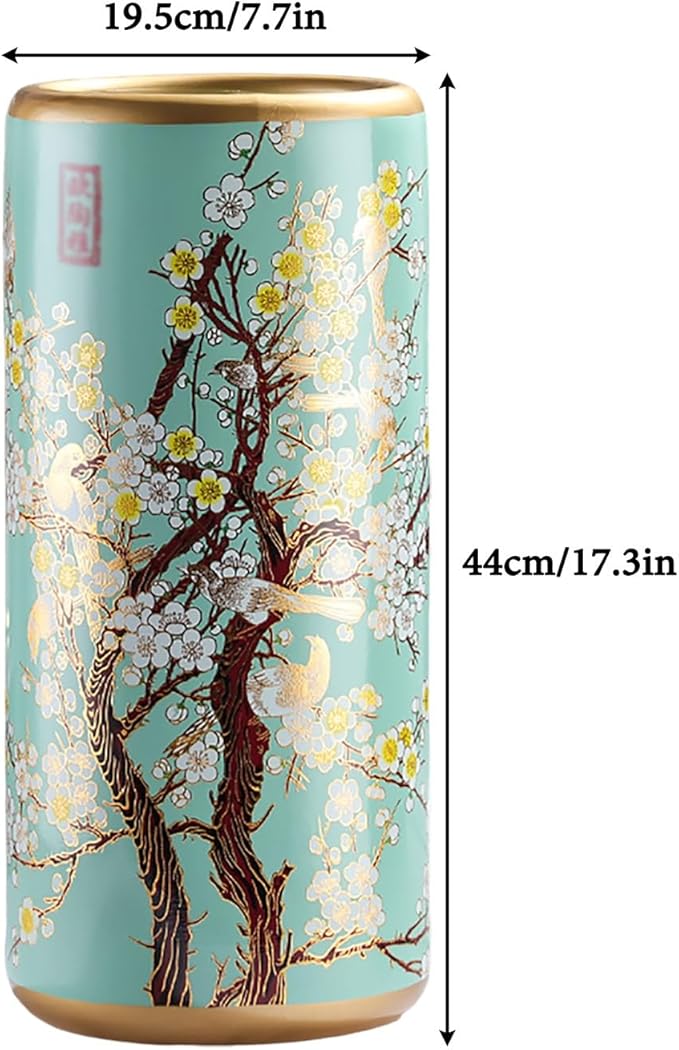 Ceramic Umbrella Stand Living Room Floor-Standing Freestanding Cane Chinese Umbrella Stand Multifunctional Painted Porcelain Vintage Ceramics Flower Vases for Home Office Entrance Indoor(F)-NeatNest