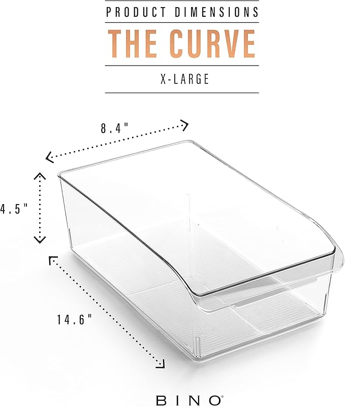 BINO | Plastic Storage Bins, X-Large | THE CURVE COLLECTION | Multi-Use Organizer Bins | Built-In Handle | BPA-Free | Pantry Organization | Home Organization | Fridge and Freezer Organizer-NeatNest