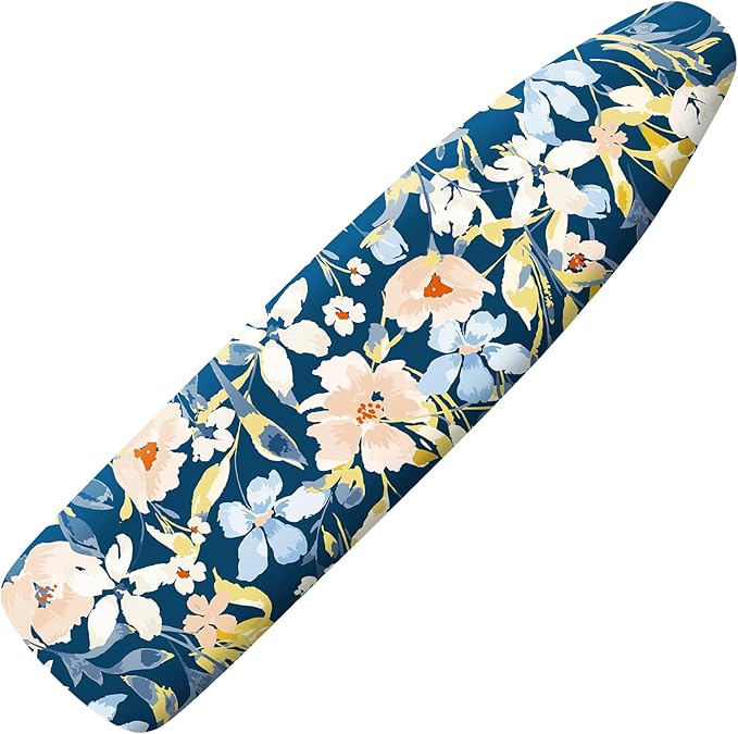Extra Thick Ironing Board Cover and Pad, 15x54 Ironing Board Cover, Resist Scorching and Staining,Elastic Edges,Orange Flower Blue Watercolor